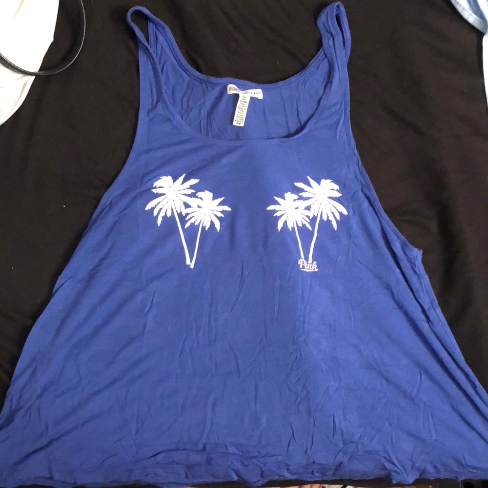 Victoria’s Secret pink Blue palm tree tank